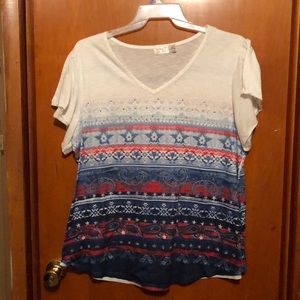 Red, white and blue blouse. Size 1X.
